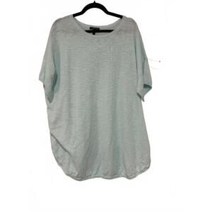 Eileen Fisher baby blue linen/cotton blend short sleeve long shirt sz XL #1645